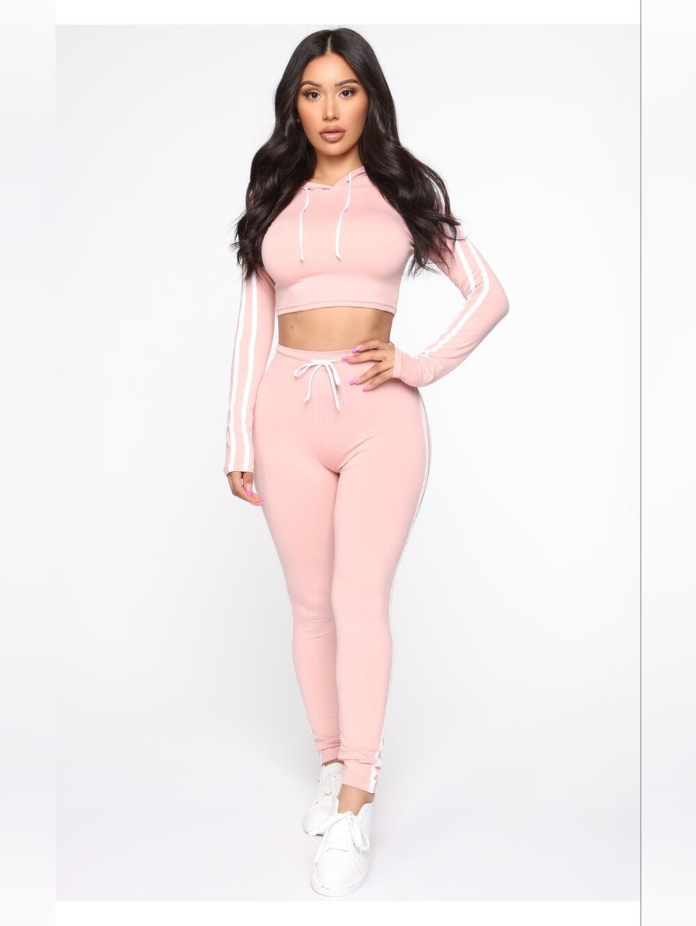 Fashion Nova Pink Two-Piece Lounge Jumpsuit Set